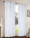 Mikrofaser Vorhang blickdichte Matte unifarbene Gardine, Weiß Ösen, 245x140 Schal. Material aus Microsatin-Gewebe, 204000