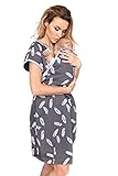 MijaCulture 3 in1 Geburtskleid Stillnachthemd Umstandsnachthemd 4123 (M / EU38, Graphite/mit Federn)