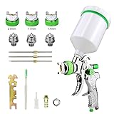 Vanwoke HVLP Lackierpistole Spritzpistole 3 Düsen 1,4mm 1,7mm 2,0mm Profi Farbsprühsystem Spraypistole mit 600 ml Plastikbecher für die Deckbeschichtung von Premium-Autos und Möbeln