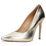 WOJAS - Damen Stilettos I Hoher Stiletto Absatz I Lichen Leder I Weiches Futter I Spitz zulaufend I Schlupfschuhe I Komfort und Bequemlichkeit I Dekorativer Akzent I 35094-58 - Gold, Gr. 36