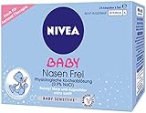 NIVEA BABY Nasen frei (24 Ampullen à 5 ml), Nasenpflege mit Kochsalzlösung reinigt Nase und Augenlider, befeuchtet die Nase und erleichtert das Atmen