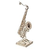 Rolife Holzpuzzle Erwachsene 3D Saxophon Modellbau Holzbausatz für Erwachsene Teenager Musikinstrumente 136 Teilen, Saxophone