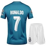 NIHMEX Madrid Nostalgie Blau #7 Final,Limitierte Auflage Trikot Fußball Neu Saison, Shorts Socken Jugendgrößen (Blau,176).