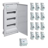 TM: Hager Verteiler Unterputz 3x12 TE inkl. Bestückung / 1x VU36NC, 12x LS MBN116, 1x FI CDA440D