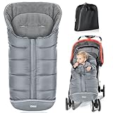 Orzbow Fußsack Kinderwagen Winter, Fußsack Buggy Fusssack Kinderwagen Baby Winter mit Wamres Polar Fleece, Reißverschluss, Reflektorstreifen, Universelle & Wasserdicht, Maschinenwaschbar, Grau