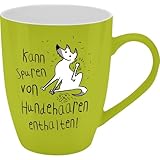 GRUSS & CO Becher mit Motiv Hundehaare | Tasse mit Spruch, New Bone China Porzellan, 35 cl, mit Geschenkbaderole | lustiges Geschenk, Geburtstag | 74216