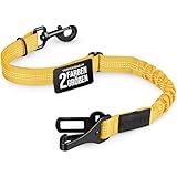 ZAUBERPFOTE Hundegurt 'Argo‘ fürs Auto – Verstellbarer Sicherheitsgurt mit Rückdämpfung & ISOFIX Anschluss – Anschnallgurt für alle Hunderassen (Gelb, Gr. L)