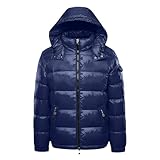 Winterjacke Herren Glänzende Puffer Jacke Mit Kapuze Daunenjacke Männer Pufferjacke Winter Jacket Glänzend Warm Mantel Parka,Blau,S