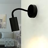 Licht-Erlebnisse Wandlampe mit Schalter, Schwarz, Flexarm, Wandleuchte GU10, Schwanenhals Lampe Bett, schwenkbar, Leselampe Wand, Leselicht, Strahler, Wandlampe Innen, Spot