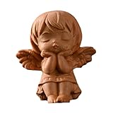 FIXOSHEE Holzengel Figur Miniatur Holzschnitzerei Engel Mädchen Skulptur Deko Ornament für Haus Büro Garten Geschenk Holz Dekofigur Schutzengel Handgeschnitzt