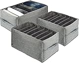 Boyigog 3 Stück Kleiderschrank Organizer 7 Fächer mit Fächern und Griff Waschbarer Aufbewahrungsbox für Kleidung, Jeans Hemden, Pullover, Leggings(35*25*20cm)