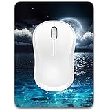 Dapesuom kleines Mauspad, 15,2 x 20,3 cm, mit Rutschfester Gummiunterseite, wasserdichtes Mini-Mauspad für Damen, Herren, kabellose Maus Laptops, Zuhause, Mond über dem Meer