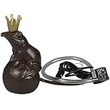 Wasserspeier Froschkönig auf Kugel mit Pumpe - 9x9xH19cm - braun (707