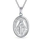 Christliche religiöse Medaille Oval Unsere Liebe Frau von Guadalupe Katholische Jungfrau Maria Anhänger Halskette für Frauen Für Männer 925 Sterling Silber