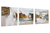 KunstLoft® Acryl Gemälde 'Rätselhafte Aussicht' 120x40cm | original handgemalte Leinwand Bilder XXL | Abstrakt dreiteilig braun grau | Wandbild Acrylbild Moderne Kunst mehrteilig mit Rahmen