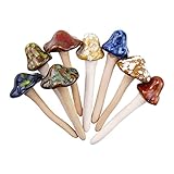 DECOMELODY 8 Stücke Keramik Gartenpilz Statue für Blumentopf Deko Lustige Pilzfiguren für Garten und Hofdekoration Wetterfeste Keramikfiguren für Selbstgemacht Feengärten