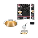 Paulmann 93405 LED Einbauleuchte Cole rund incl 1x6,5W dimmbar Einbaustrahler Weiß, Gold matt Einbaulampe Kunststoff, Alu Zink Deckenspot 2700K