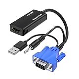 MT-VIKI VGA auf HDMI Adapter mit Audio 1080P Alter PC zu TV Monitor VGA Stecker to HDMI Buchse Converter für Ältere Laptop USB-Strom
