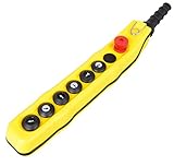 Hängetaster, Kransteuerung, Steuerflasche, Kran, Steuerschalter, 8 Tasten: Not-Aus+Verschlusskappe+auf/ab 2-Stufig+links/rechts 1-Stufig+vor/zurück 1-Stufig, MKHT8-02