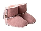 Reissner Lammfelle Engel Baby Booties Modell Paris aus Merino Lammfell mit Fersenverschluss, BB-SCHUH4-ROS-18, Farbe rosa, Schuhgröße 18/19