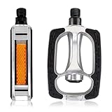 1 Paar Pedale Fahrrad, Fahrradpedale rutschfest mit Gummi und Reflektoren MTB Pedale Aluminium Fahrradpedalen für Mountainbikes Falträder Rennrad E-Bike