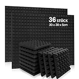 Auslet 36 Stück Pyramide Schallschutzmatte Schallschutz Wand Schallschutzpaneele Schalldämmung Akustikpaneele für Aufnahmestudio Büro Haus 30 x 30 x 5cm Schwarz