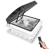 2012 Max Air Belüftung für Wohnmobil Dachventilator Dachlüfter Reversibler Abluftventilator, extrem geräuscharmer Dauerbelüftung RV 12V Remote, mit 14" halbtransparentem UV-beständigem Deckel