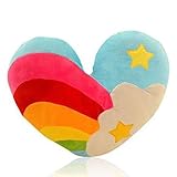 shengo Plüsch-Kissen in Herz-Form 38cm Herzkissen kuscheliges plüsch Dekokissen Herzform Geschenk-Kissen Paare Bunt (Pentagramm)