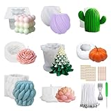 Vomkela 8 Stück Kerzenform Bubble Kerzen Kit, 3D DIY Silikonform Kerzen Gießen Formen Silikon mit 50 Kerzendocht Set, Kerzenformen zum Gießen für DIY Aromatherapie Kerzen,Heimdekorationen