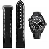 FOUUA Uhrenarmband 22mm 20mm für Omega kompatibel mit Omega-Armband Uhrenarmband Silikon und Canvas Faltschließe Passend für Omega [SpeedMaster] [Seamaster] [De Ville]