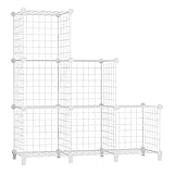 AWTATOS Regal 6 Regal Drahtwürfel Stapelbarer Regal Würfel DIY Metallgitter Würfelbuchregal Würfelregal Mit Türen Für Wohnzimmer, Schlafzimmer, Bad Weiß USCIH06WE