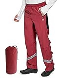FitsT4 Herren Regenhose Fahrrad wasserdicht Wanderhose atmungsaktiv Winddicht Überhose zum Radfahren Trekking, Rot, Gr.XL