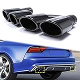 1 paar Duplex Auspuff Doppelrohr Auspuffblenden Endrohre Schwarz für AUDI A6 4G C7 A5 8T A4 B8 Q5 8U