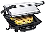 Tefal Kontaktgrill Inicio GC241D | Elektrogrill/Sandwichtoaster | Fettarmes Grillen | Panini, Toasts, Steak, Gemüse | Antihaftbeschichtete gerillte Grillplatten | Wenig Öl | 2000W | Edelstahl/Schwarz