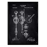 Nacnic Poster mit Pat Handbohrmaschine. Blatt mit altem Design-Patent A3-Format mit schwarzem Hintergrund