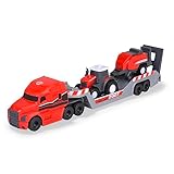 Dickie Toys - Massey Ferguson Bauernhof-Fahrzeuge - 3er-Set Spielzeugautos (LKW mit Auflieger, Traktor und Ballenpresse) für Kinder ab 3 Jahre, 32 cm