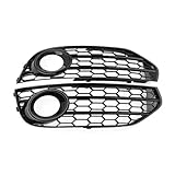 Grill Vorne Für A4 Für Allroad 2010–2013 2014 2015 2016, 1 Paar Auto-Frontgrill, Wabengitter, Nebelscheinwerfer-Kühlergrill-Abdeckung(Glänzend schwarz)