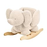 Nattou Schaukeltier aus weichem Teddy-Stoff, Schaukeltier Elefant, Inkl. Sicherheitsgurt, Fröhliches Hin- und Herschaukeln, Ca. 60 cm, Lapidou, Polyester/Holz, Ecru
