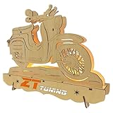 Wichtelstube-Kollektion Moped Schwibbogen Schwalbe KR51 DDR Lichterbogen Holzdeko Weihnachten Garage Bastler Fensterbild mit LED Beleuchtung 28x5x22cm Batteriebetrieb inkl. Timer