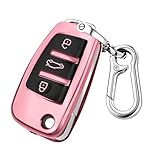 FT FUNTOR Autoschlüssel Hülle für Audi,für Audi A1 Schlüsselhülle mit Schlüsselanhänger,3 Schwarze Tasten TPU Schlüsselhülle für A1 A3 A4 A6 A8 Quattro Q2 Q3 Q7 R8 RS3 RS6 S3 S6 TT TTS (A-Rosa)