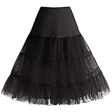 Bbonlinedress Petticoat Rock Sommerkleid Damen Reifrock Unterrock Petticoat Underskirt Crinoline für Rockabilly Kleid Black M