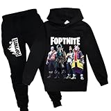 zhaojiexiaodian Sportanzug für Kinder mit 3D-Cartoon-Print,Freizeitpullover für Kinder Hoodie + Hose (DE/NL/SE/PL, Numerisch, 140, Regular, Schwarz)