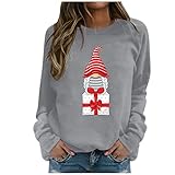 EVAEVA Weihnachts Hoodies Xmas Pulli Shirt Sweatshirt Drucken Langarm Bluse Solide Tunika Langarm Tops Hoodie Sport Langarm Kapuzenpullover Damen Bluse Langarm Shirt