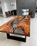 E-maguk Französischer Ahorn-Epoxid-Tisch – Ozean-Tisch – Harz-Esstisch – Holz-Epoxid-Tischplatte – Wohnzimmer-Couchtisch (Stil 11, Couchtisch – 60 x 40 x 3 cm Tischplatte und 40 x 25 x 45 cm Beine