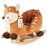 Bieco Plüsch Schaukeltier REH Lina, 60 cm | Kinder Schaukelstuhl mit Sicherheitsgurt | Baby Schaukel | Schaukel Kleinkind | Schaukeltier Baby Schaukelwippe ab 9 Monate | Schaukelpferd Holz