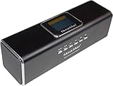 MusicMan MA Soundstation (3547) – Mobiler Stereo Lautsprecher mit LCD Display – MP3 Player, FM Radio, USB&MicroSD Slot, AUX Eingang – Wiederaufladbarer Akku –Tragbare Soundstation (Schwarz)