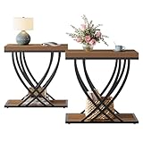 Tribesigns 60CM Beistelltisch, 2er-Set, schmaler 2-stufiger Beistelltisch fürs Wohnzimmer, industrieller Nachttisch mit Metallrahmen, kleine Nachttische fürs Schlafzimmer, Sofa, Couch, kleine Räume