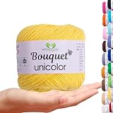 MeriWoolArt Bouquet Baumwollgarn Gelb – 100% Baumwolle – Häkelgarn & Strickgarn – 100g, 200m – Ideal für Tücher, Babydecken, Amigurumi, Sommerkleidung & Wohnaccessoires