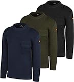 normani Bundeswehr Winterpullover aus Schurwolle nach Original TL mit Hoheitsabzeichen Deutschlandfahne BW Strickpullover Arbeitspullover Farbe Schwarz Größe L