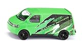 siku 1585, VW T5 Transporter, Metall/Kunststoff, Grün/Schwarz, Öffenbare Heckklappe, Spielzeugauto für Kinder